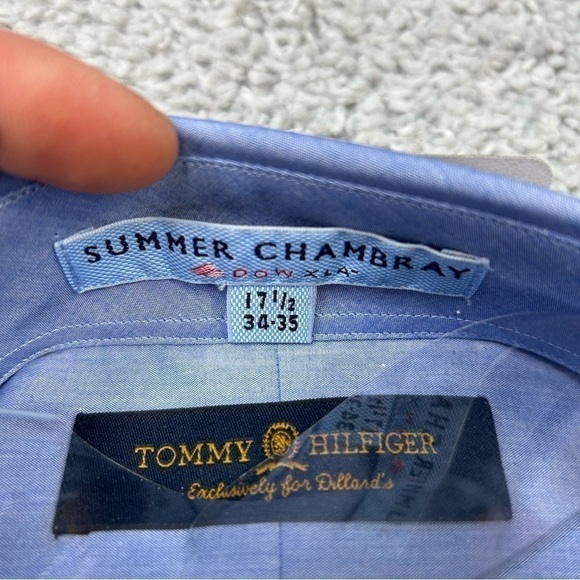 Tommy Hilfiger Shirt Mens 17.5 Neck Button Up Dress Office Work Business Meeting - Picture 3 of 4